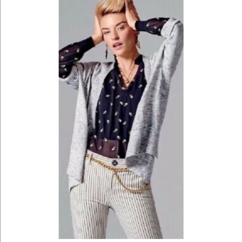Cabi gray white marble snap‎ front cardigan size Medium style 5286